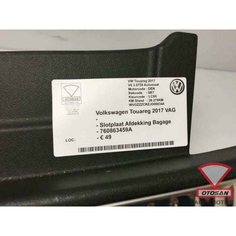 VW Touareg 2017 VAG Slotplaat Afdekking Bagage 760863459A