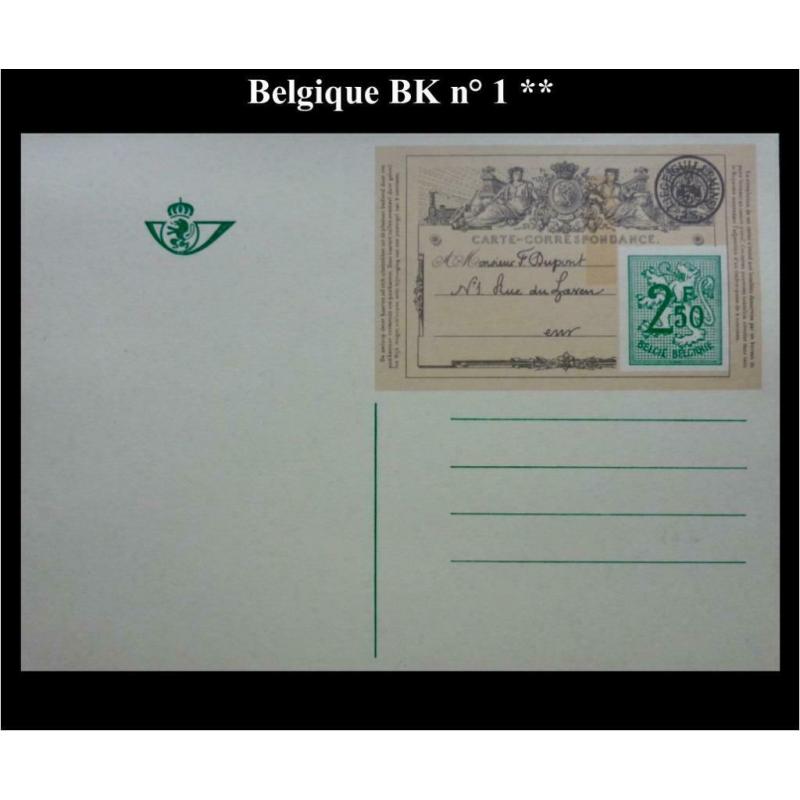 Belgique carte postale BK 1 neuve